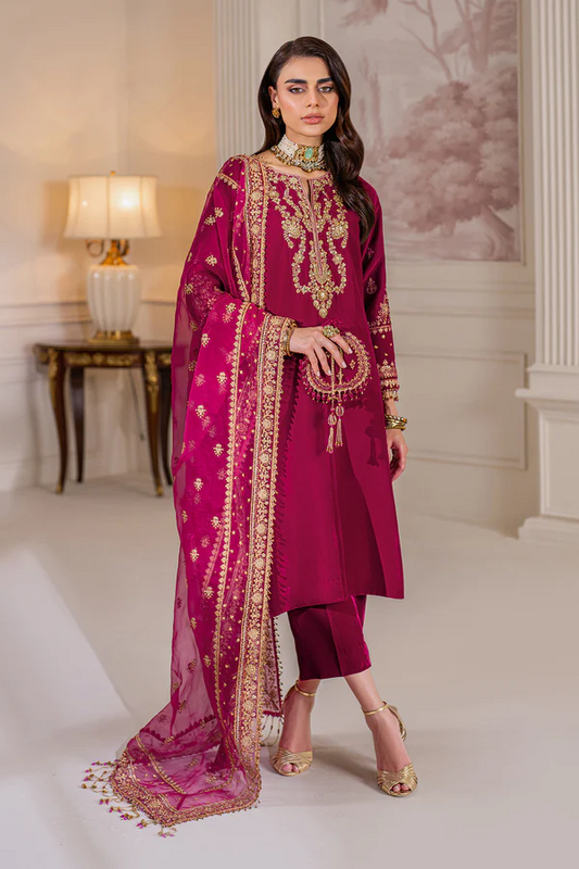 Baroque Luxury Embroidered Velvet 3 Pcs Unstitched With POTLI PR-1020