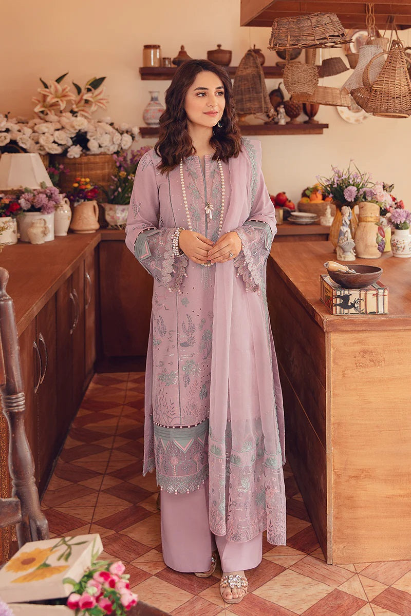 Rang Rasiya Premium Embroidered Lawn 3 Pc Unstitched Suit LE-D-16 Heather Pyar Ke Dhaage