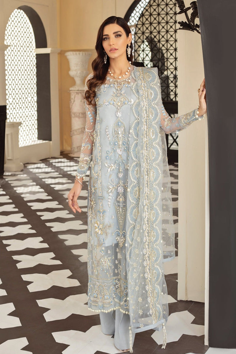 Gulal Layla Embroidered Organza Collection 3 Piece Unstitched Suit D-6