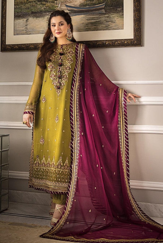 Asim Jofa Zari Sitara Embroidered Chiffon Unstitched 3 Piece Dress - AJZS 06