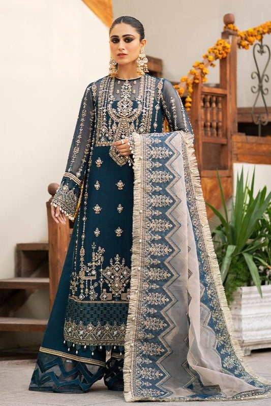 Zarin By Eleshia Embroidered Chiffon Suits Unstitched 3 Piece D-06 Mayura - Wedding Collection