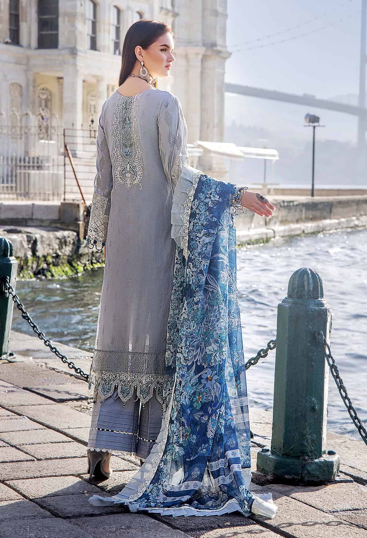 Adan Libas Gray Luxury Unstitched Lawn Collection IRHA ZIA -54