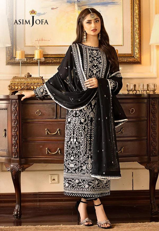 Asim Jofa Jhil Mil Formal Chiffon Embroidered Unstitched Heavy Embroidered