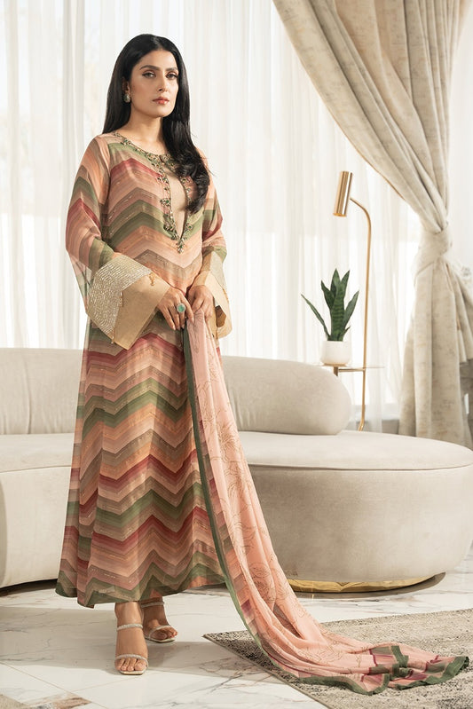 Lulusar Silk Hand Embroidered Unstitched 3 Pc Collection Lurgik Dress