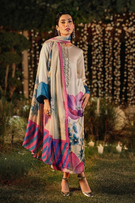 Lulusar Silk Hand Embroidered 3 Pc Unstitched Collection Nual Long