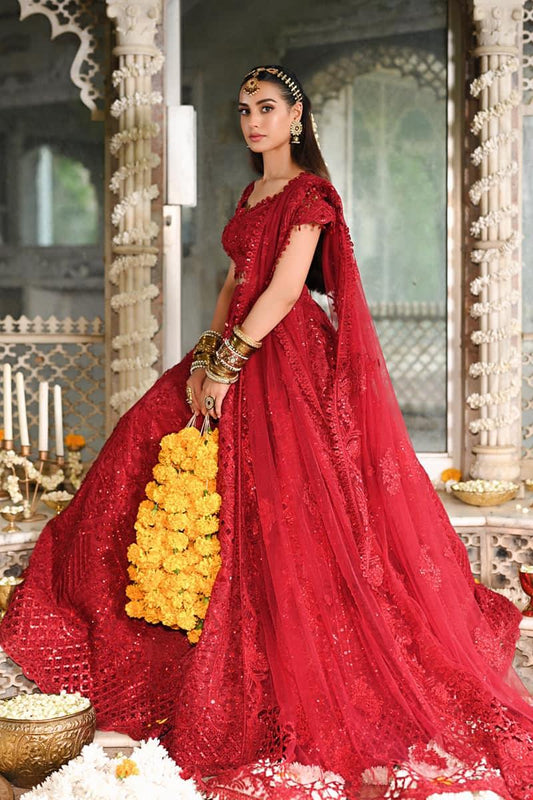 Qalamkar سنگھار Organza Embroidered Unstitched Lehnga Choli MUSKAN RF-01