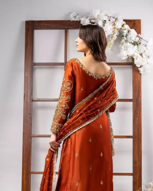 Ahmad Sultan Tangerine outfit from Ambrosia Raw Silk Unstitched Collection TANGERINE-14