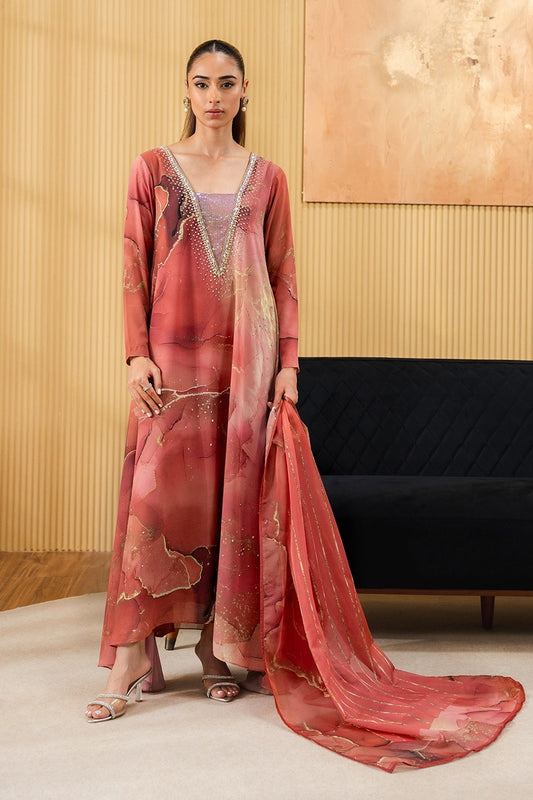 Lulusar Luxury Silk Hand Embroidered Unstitched Collection Domol Dress