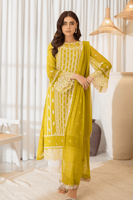 Azure Luxury Embroidered Chiffon Unstitched Collection Amber Glow