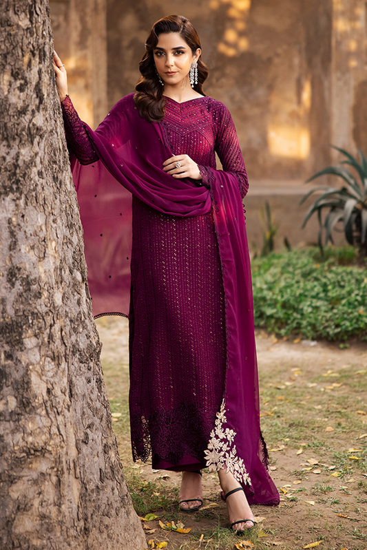 Azure Luxury Embroidered Chiffon Unstitched Collection GARNET MAJESTY