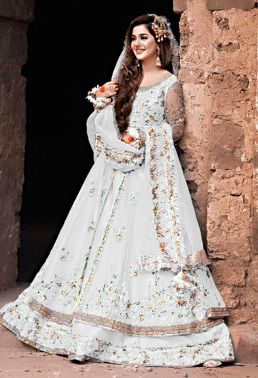 Maha Wajahat Bridal Maxi Unstitched Net Embroidered