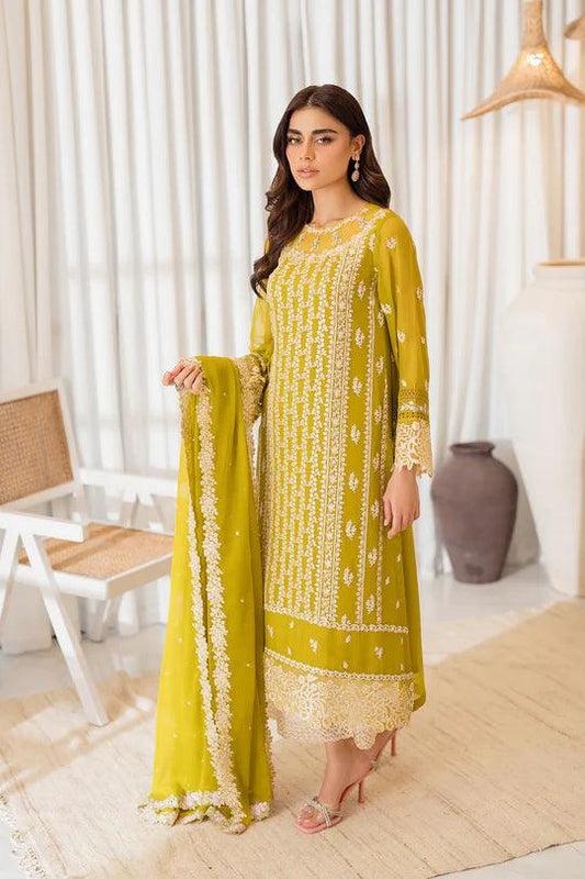 Azure Luxury Embroidered Chiffon Unstitched Collection Amber Glow