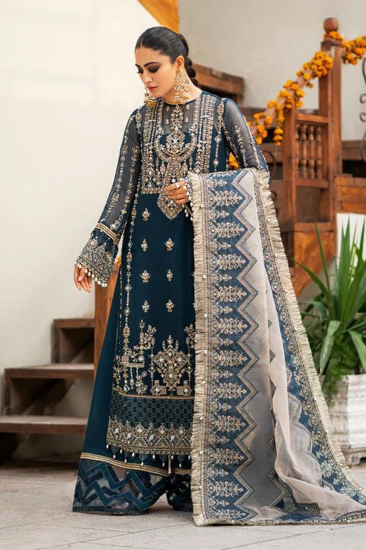 Zarin By Eleshia Embroidered Chiffon Suits Unstitched 3 Piece D-06 Mayura - Wedding Collection