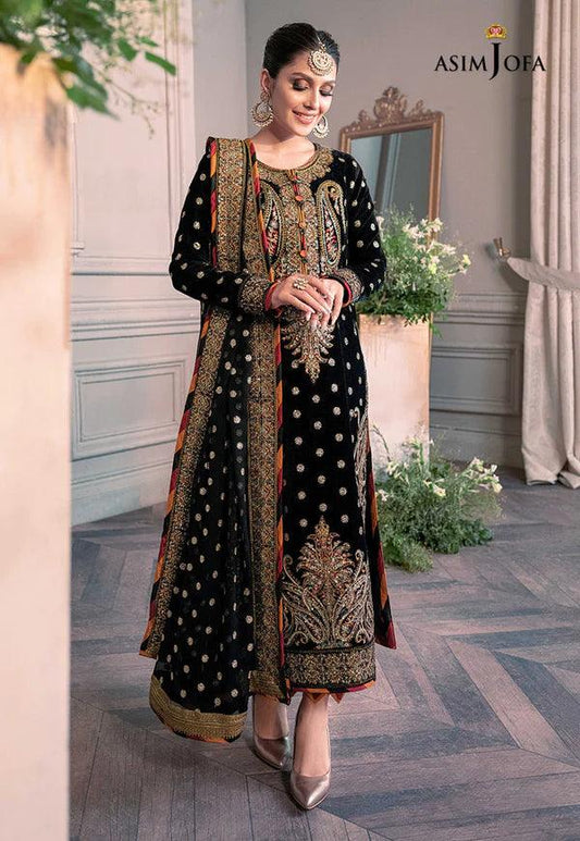 Asim Jofa - The Ayeza Edit Makhmal Royal Velvet Collection Unstitched 3 Pc - AJAM-02