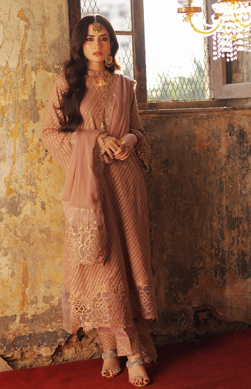 Azure Luxe Embroidered Chiffon Suit Unstitched 3 Piece Festive Collection