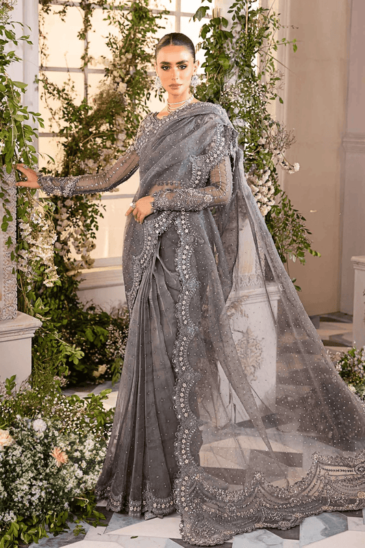 Maria.B Wedding Festive Organza Embroidered Unstitched Saree BD-2902