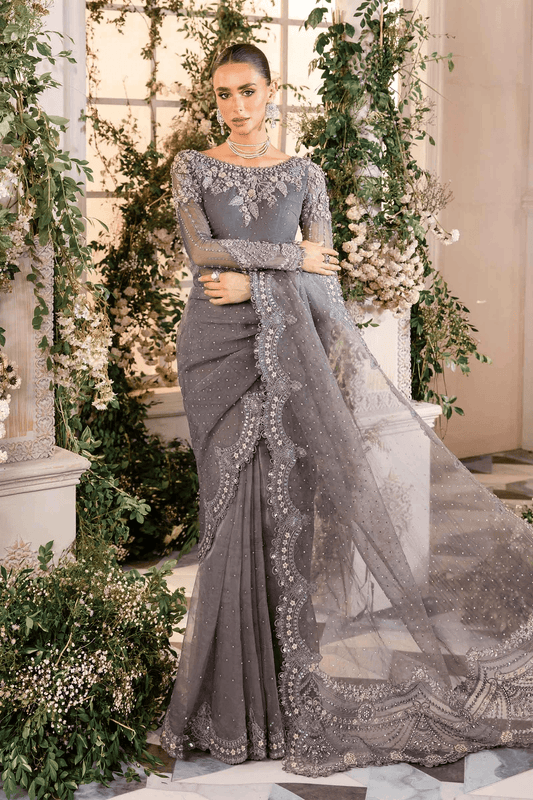 Maria.B Wedding Festive Organza Embroidered Unstitched Saree BD-2902