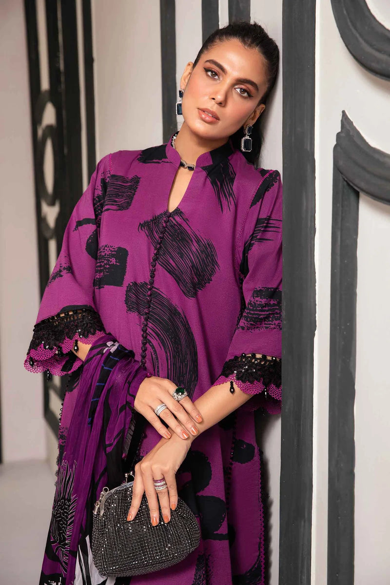 Maria.B M Prints Embroidered Lawn Suit Unstitched 3 Piece 2205-B Summer Collection