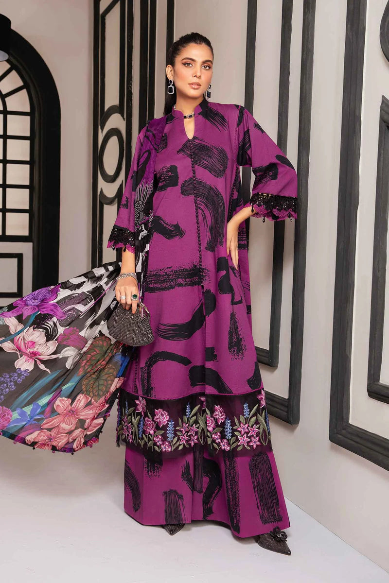 Maria.B M Prints Embroidered Lawn Suit Unstitched 3 Piece 2205-B Summer Collection