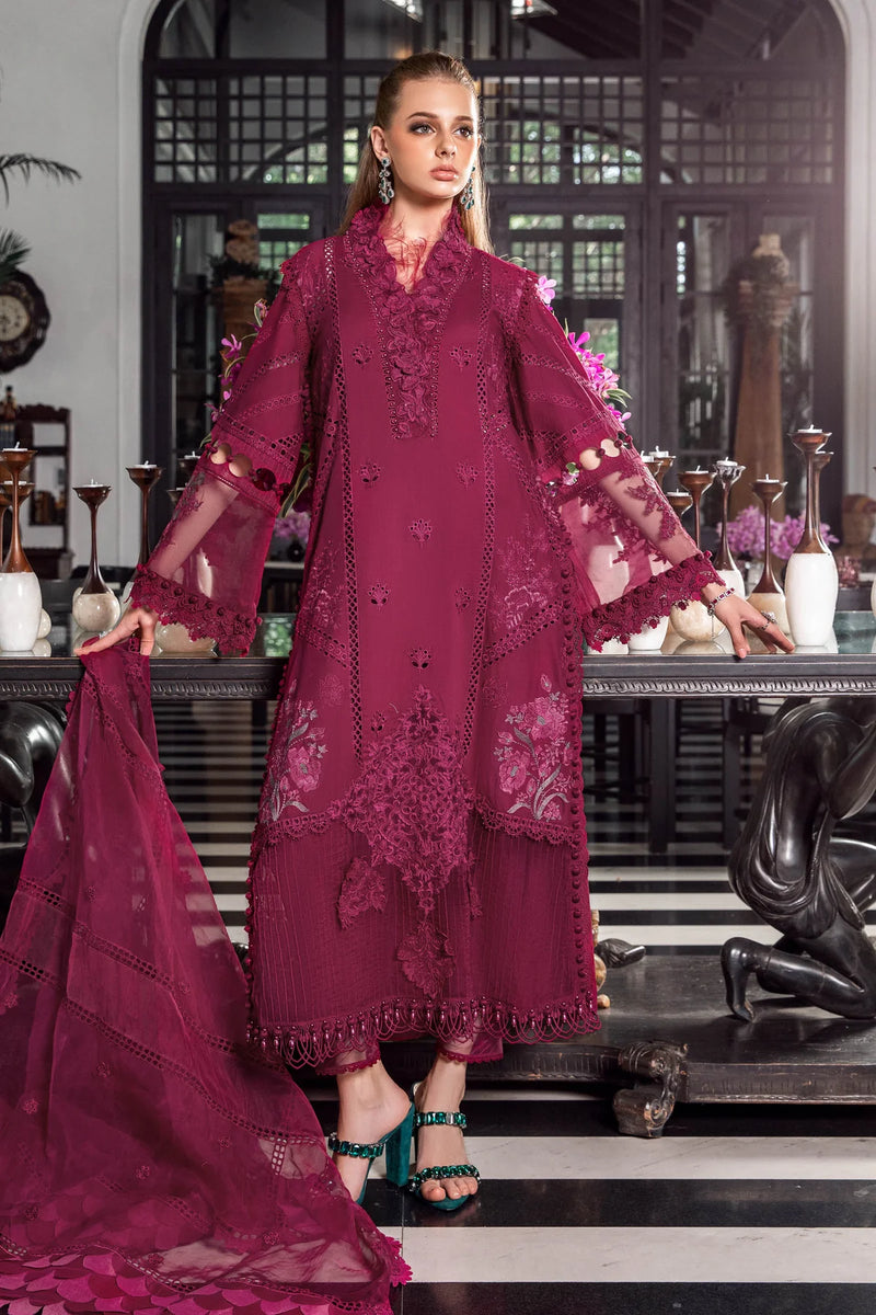Maria.B Luxury Lawn Collection Unstitched Embroidered 3Pc Suit EL-23-09-Magenta