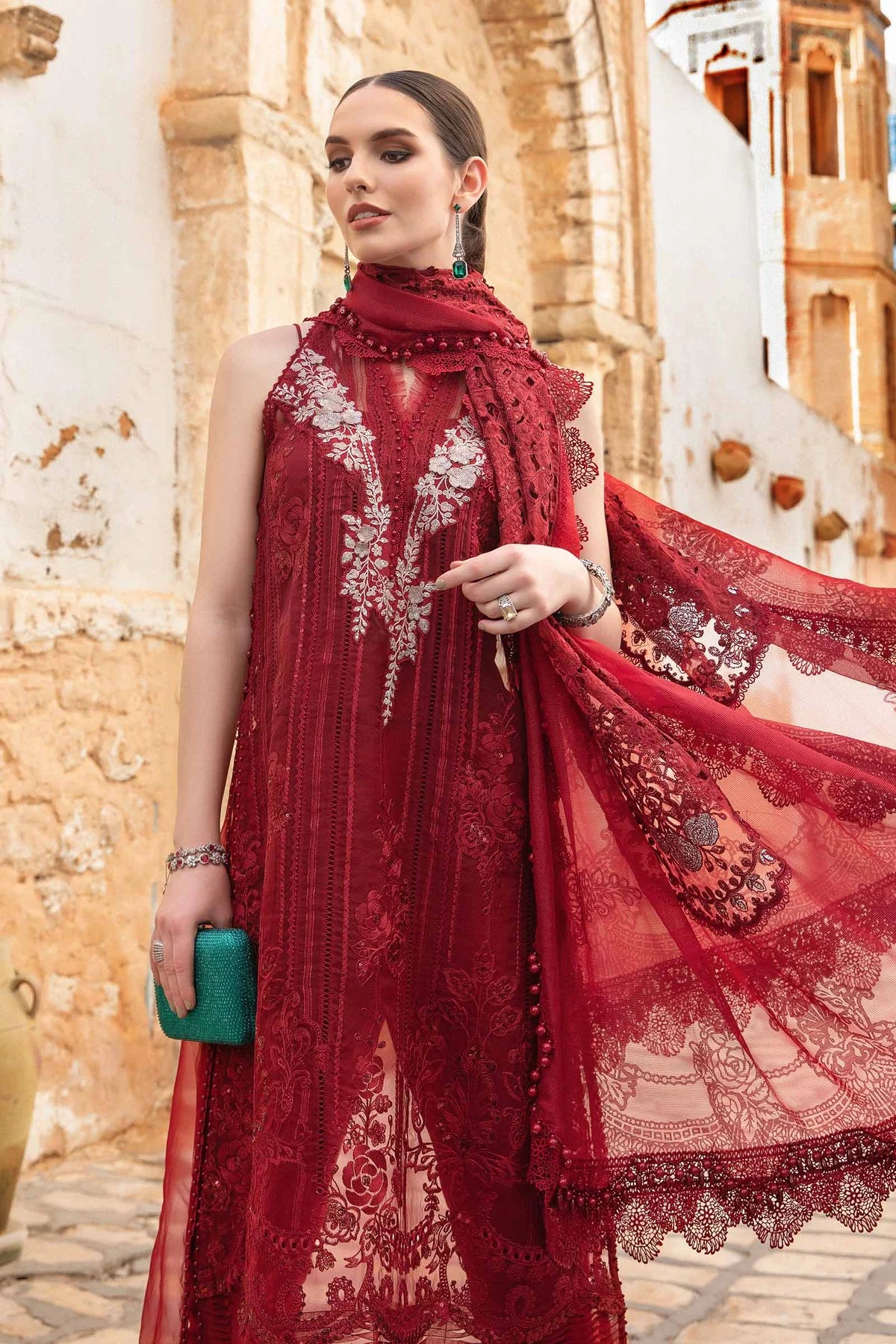 Maria.B Unstitched Embroidered Luxury Lawn 3Pc Suit D 1 B Zainabjees