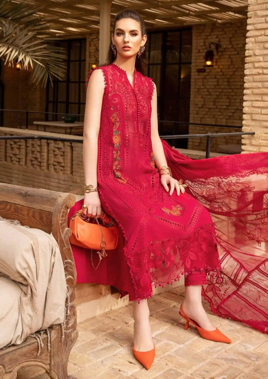 Maria.B Unstitched Embroidered Luxury Lawn 3 Pieces Pc Suit D4-A