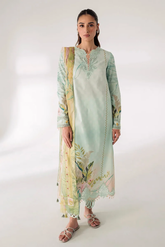 Qalamkar Luxury Lawn Embroidered Unstitched 3 Piece Ar-04 Nella