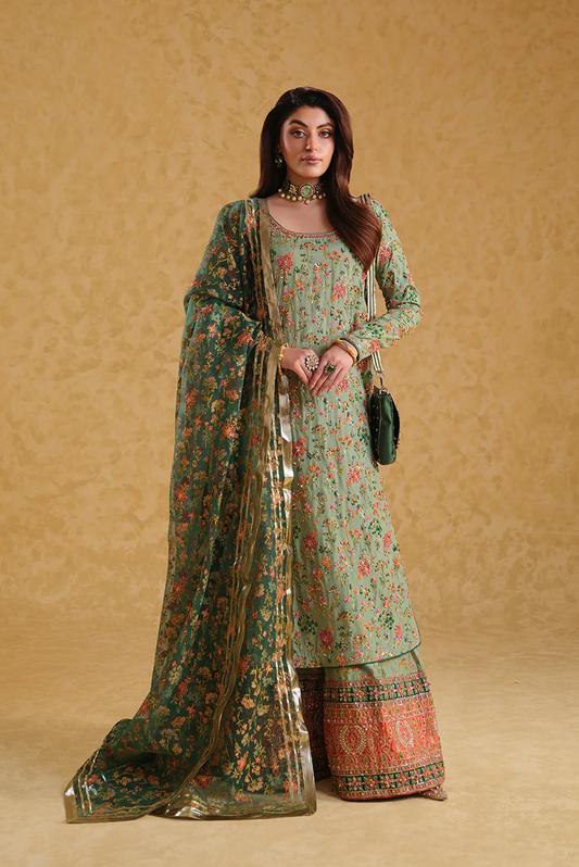 Neloo's Luxury Raw Silk Hand Embroidered 3 Pc Unstitched MEERAS