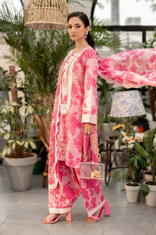 Maria.B Luxury Lawn Embroidered Unstitched 3 Piece DW-EF25-124