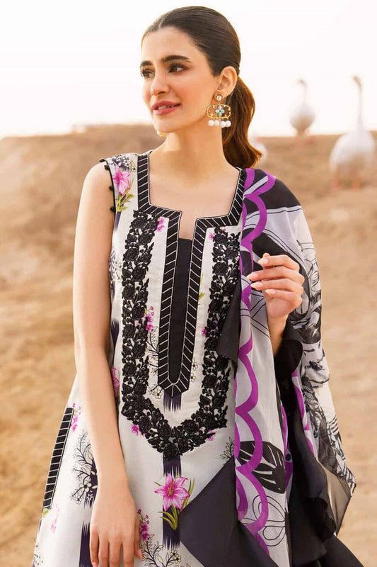 Asifa Nabeel Luxury Lawn Embroidered Unstitched 3 Piece Echo Meraki