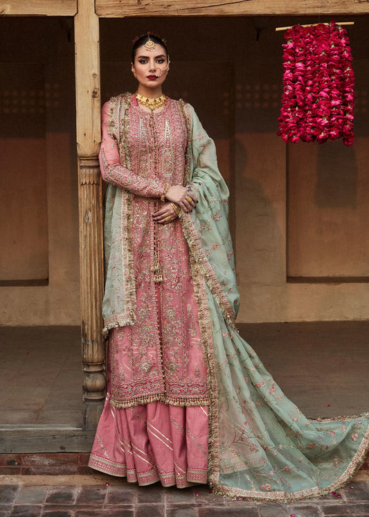 Hussain Rehar Embroidered Organza Suit 3 Pc Unstitched Aadoo - Formal Collection