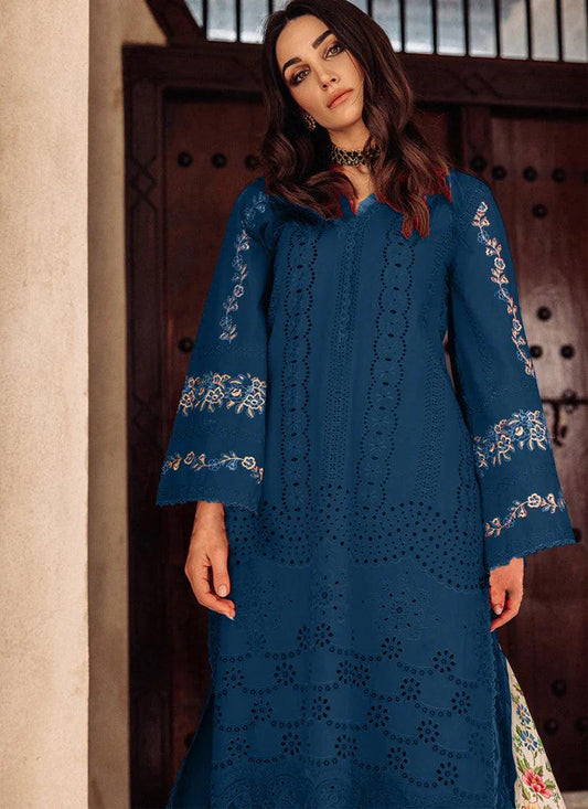 Saira Rizwan Luxury Chikankari Lawn Collection 3 Pieces Unstitched BLUE