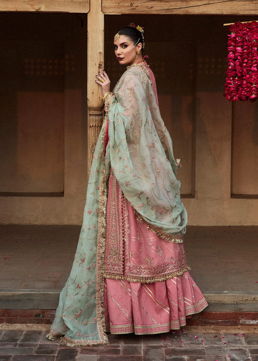 Hussain Rehar Embroidered Organza Suit 3 Pc Unstitched Aadoo - Formal Collection