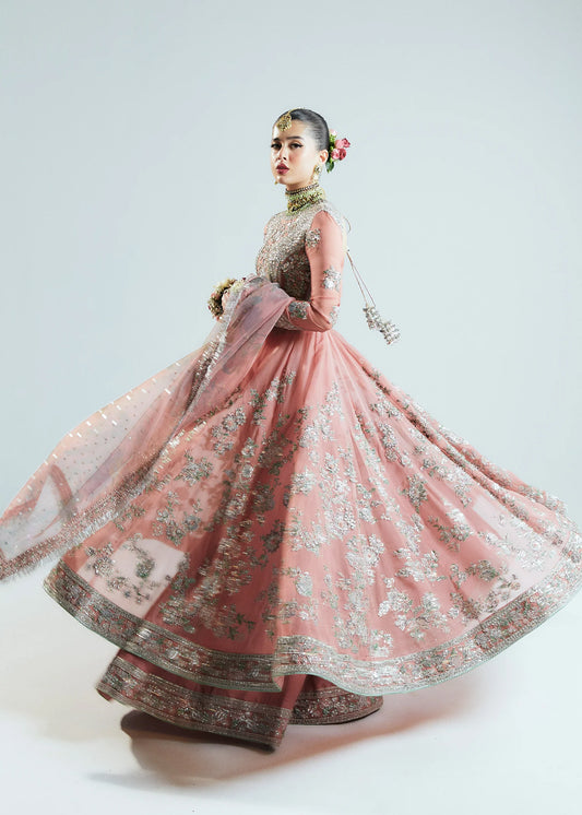 Hussain Rehar Fresh Pink Wedding Edition Unstitched Luxury Organza Embroidered TROPICA