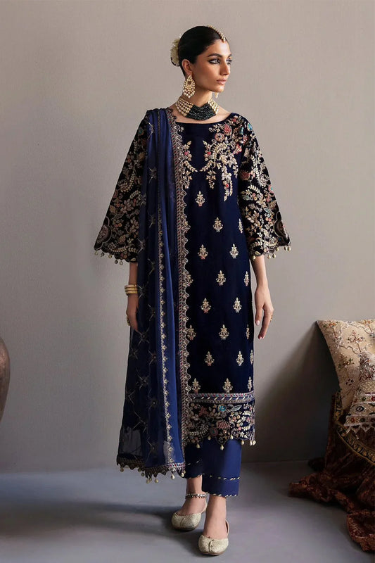 Emaan Adeel Makhmal Embroidered Velvet 3Pc Unstitched Suit MK-03 FALAK