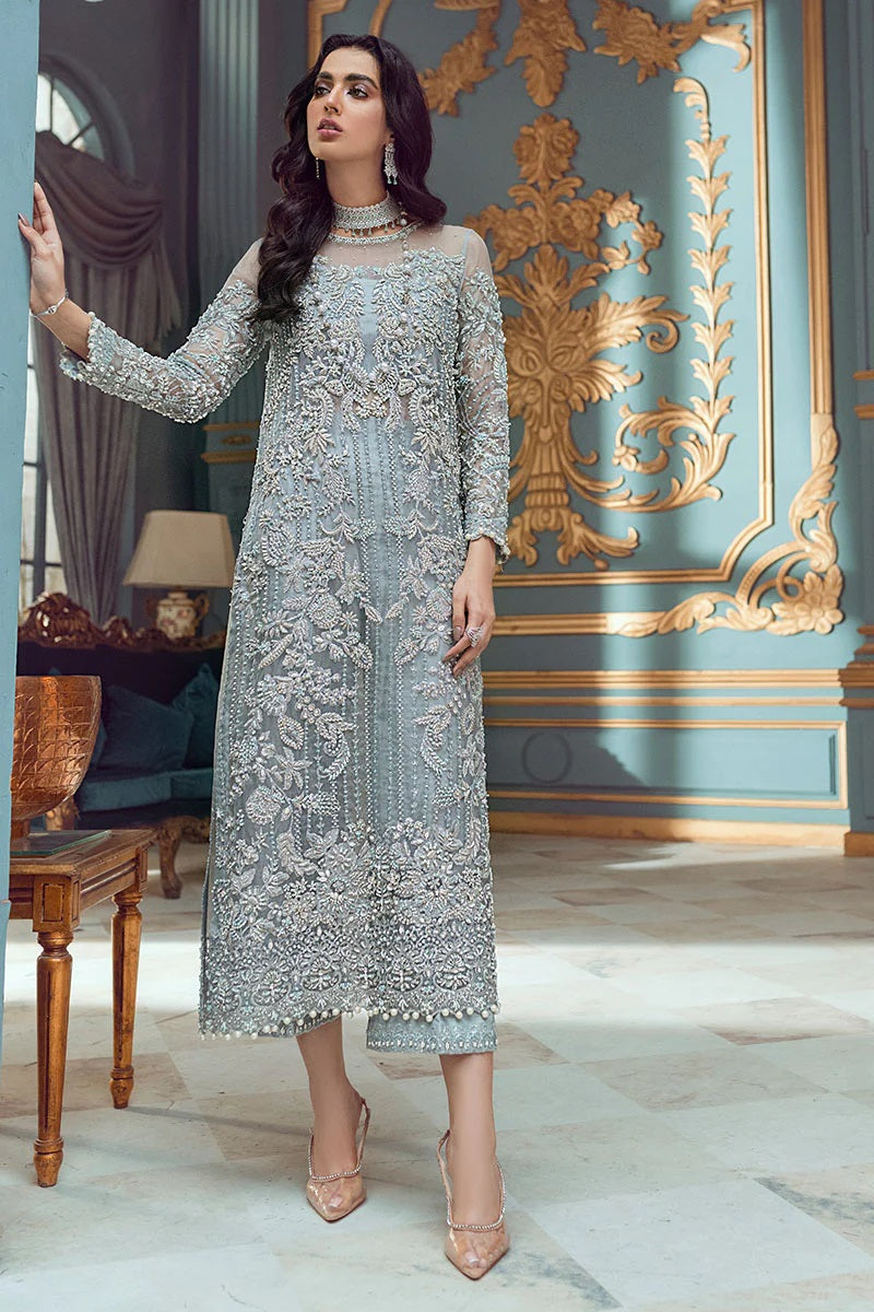 MUSHQ LUXURY FORMALS ADELA ORGANZA 3 PC UNSTITCHED HAND WORK COLLECTION