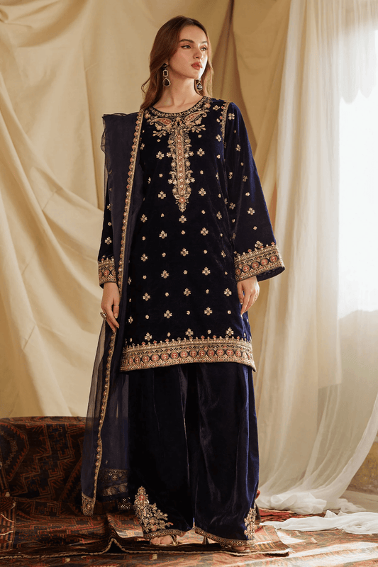 Charizma Luxury Velvet Embroidere Unstitched 3-PC Collection VVT4-015 ZEEL