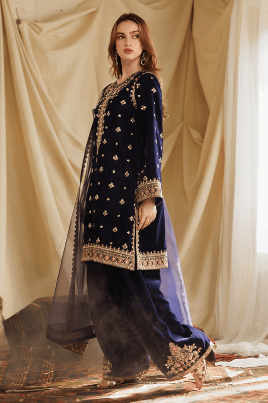 Charizma Luxury Velvet Embroidere Unstitched 3-PC Collection VVT4-015 ZEEL