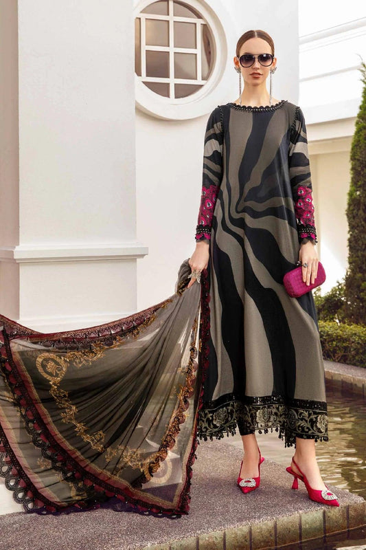 Maria.B MPrints Luxury 3 Pieces Unstitched Lawn MPT 1906 B Black