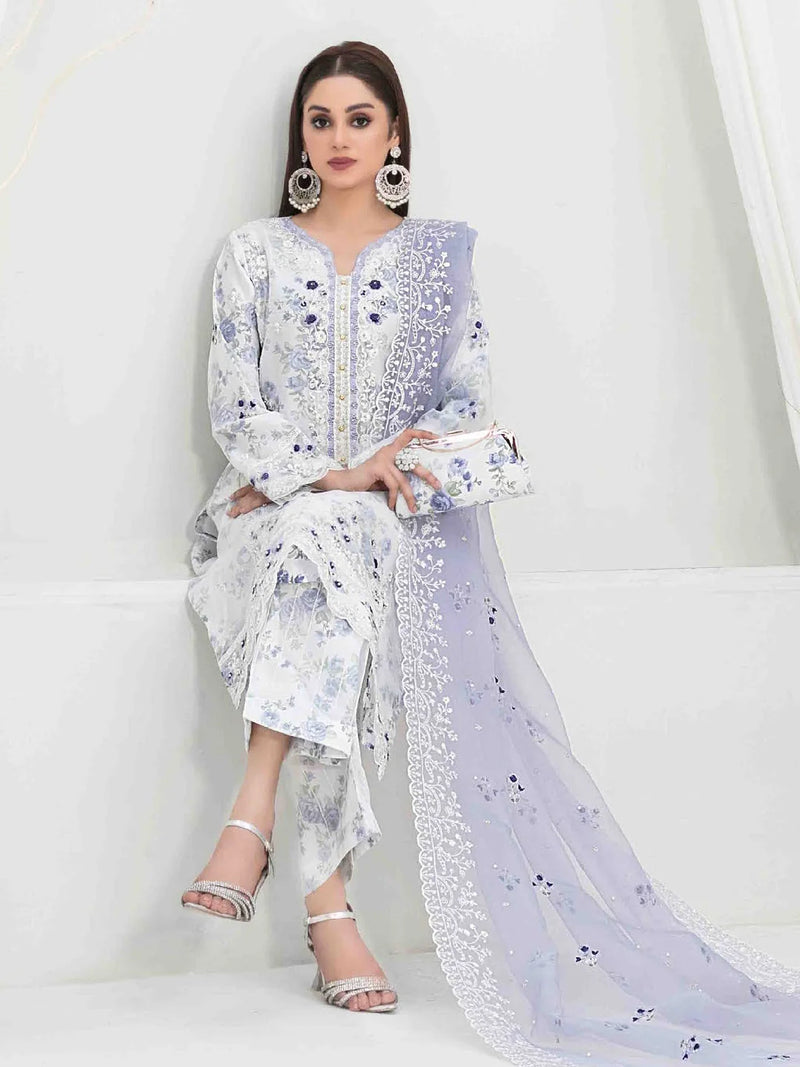Tawakkal Heavy Embroidered Organza Unstitched Suits D-1474 Sehba