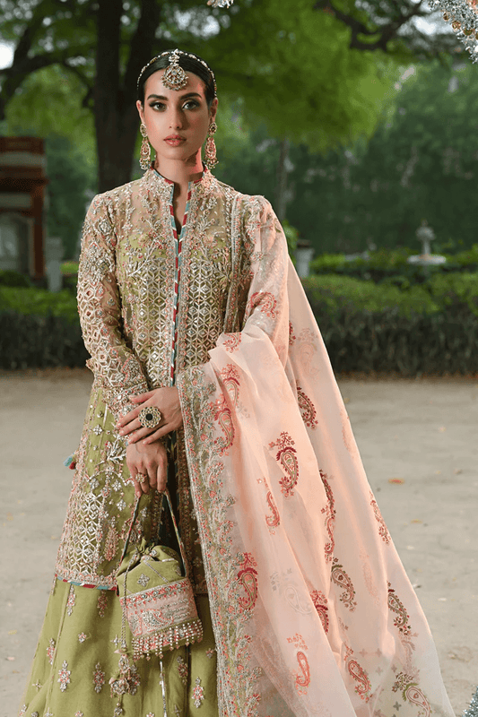 Qalamkar Singhar Net Embroidered Hand Work 3 Pc Unstitched Suits RF-07 HALENA