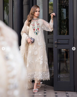 Maria.B Luxury Lawn D1 Cream Summer Collection 3 Pieces Unstitched