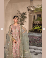 Maria.B Embroidered Net Suits Unstitched 3 Piece MB D7 - Luxury Collection