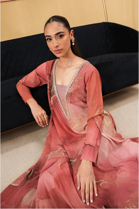 Lulusar Luxury Silk Hand Embroidered Unstitched Collection Domol Dress