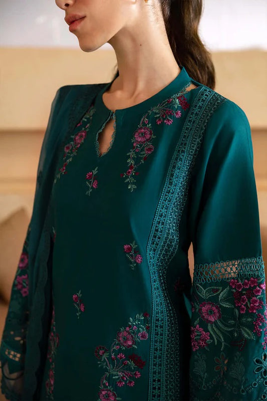 Azure Luxury Lawn Embroidered Unstitched 3 Piece Collection Teal Treasure