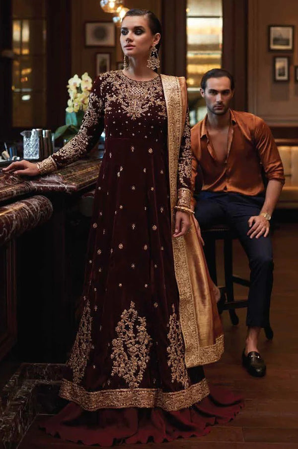 Destiny by Mushq Embroidered Velvet Suits Unstitched 3 Piece MQ22D MV22-08 Utopia - Luxury Collection