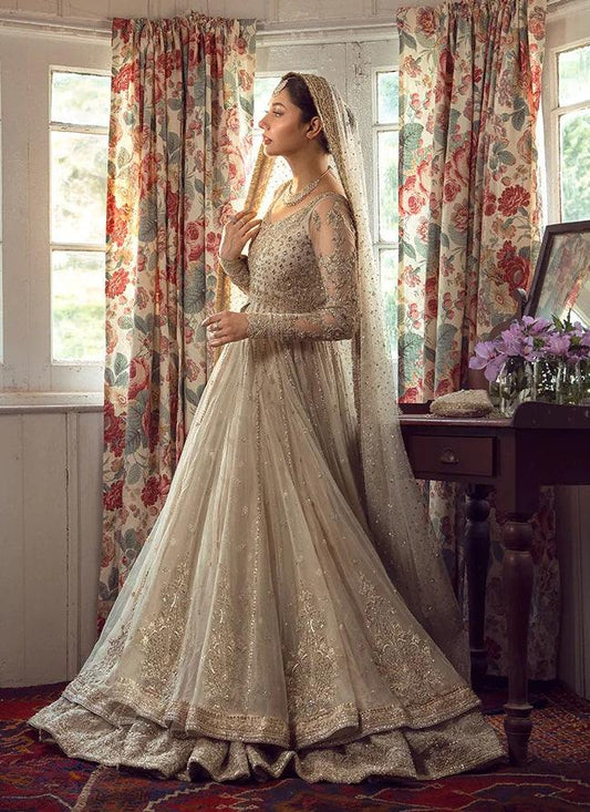 Faiza Saqlain Golden White Bridal Wedding Edition Unstitched Anamta