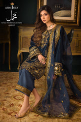 Makhmal By Asim Jofa Embroidered Velvet Suits Unstitched 3 Piece AJ21MR AJMR-09 - Winter Collection