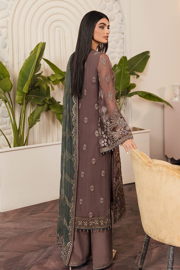 Flossie Embroidered Chiffon Suits Unstitched 3 Piece FS23EU FE-509 Cocoa Coffee - Festive Collection