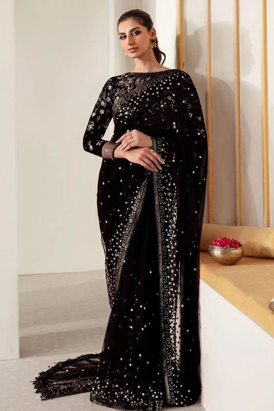 Jazmin Formals Unstitched Black Net Saree Collection WQ-24